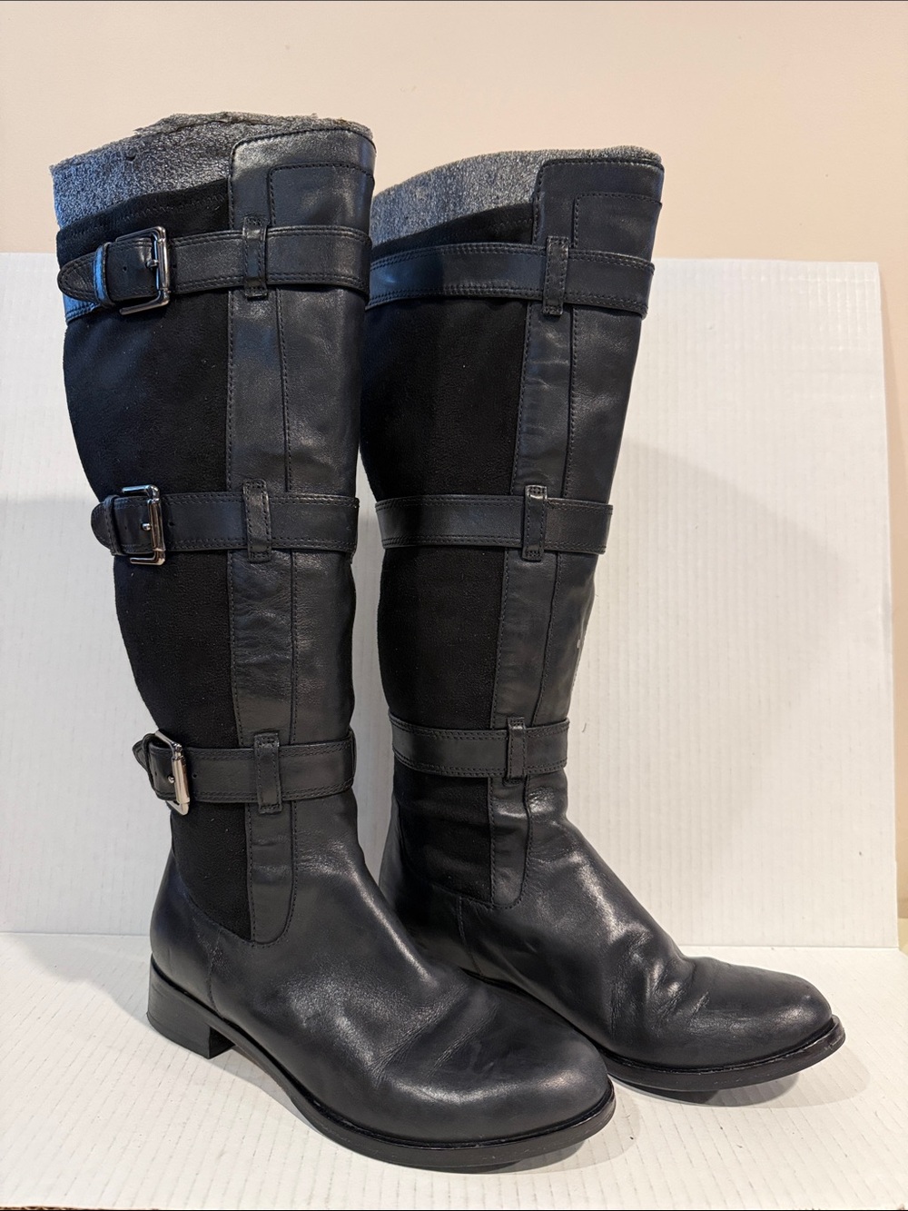 Cole Haan Black Tall Riding Boots with Buckles (sz 6.5)